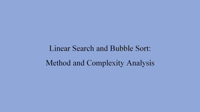 Linear Search And Bubble Sort: Method And Complexity Analysis on JioTV