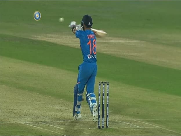 Six by a rather rusty Virat Kohli on JioTV