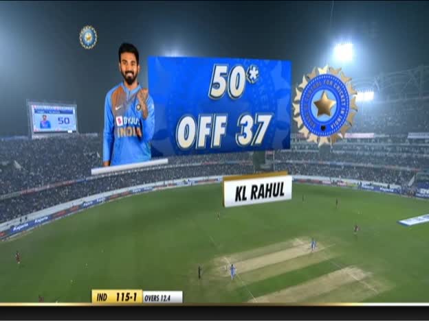KL Rahul reaches 50 on JioTV