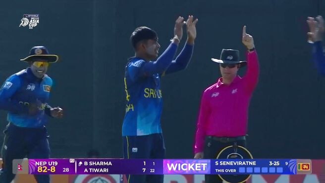 Wicket! Sethmika’s Double Strike Wraps Up Nepal For 82 Runs on Sony LIV