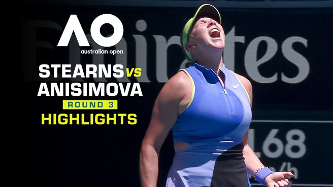 Anisimova vs Stearns - Round 3 - Highlights - 24 Jan 2026 on Sony LIV