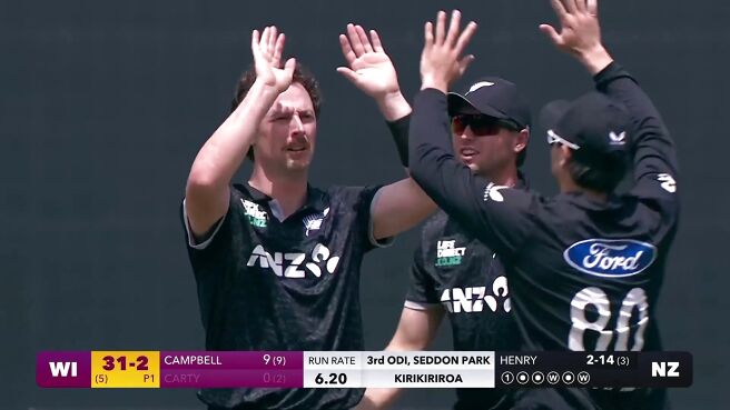 Wicket! Henry Strikes Twice To Remove Auguste And Carty on Sony LIV