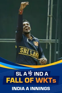 Fall Of Wickets - India A - 15 Jun 2026 on Sony LIV