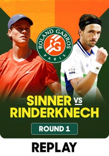 Full Match - Sinner vs Rinderknech - 26 May 2025 on Sony LIV