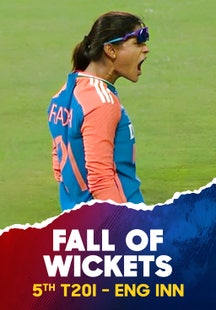 Fall Of Wickets - England - 5th T20I - 12 Jul 2025 on Sony LIV